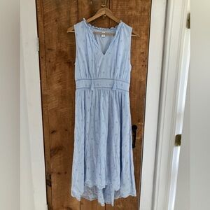 Old navy eyelet high low dress light blue size small